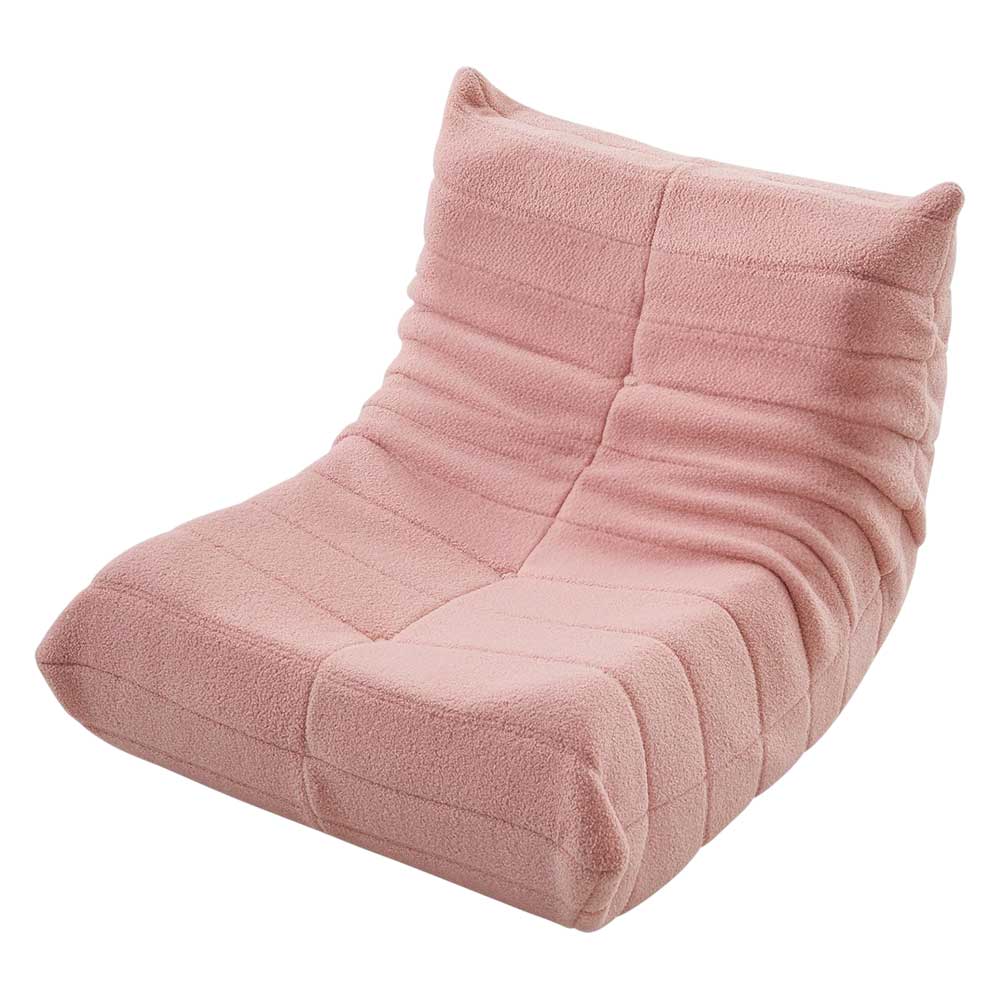 Sofá 1 Puesto Modasi Rosado / Estilo Puff Lounge / Tela Teddy