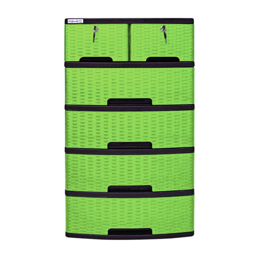 Gavetero Plastimás de 5 Niveles / Con Llave / 6 Gavetas	/ Rattan Verde Eléctrico