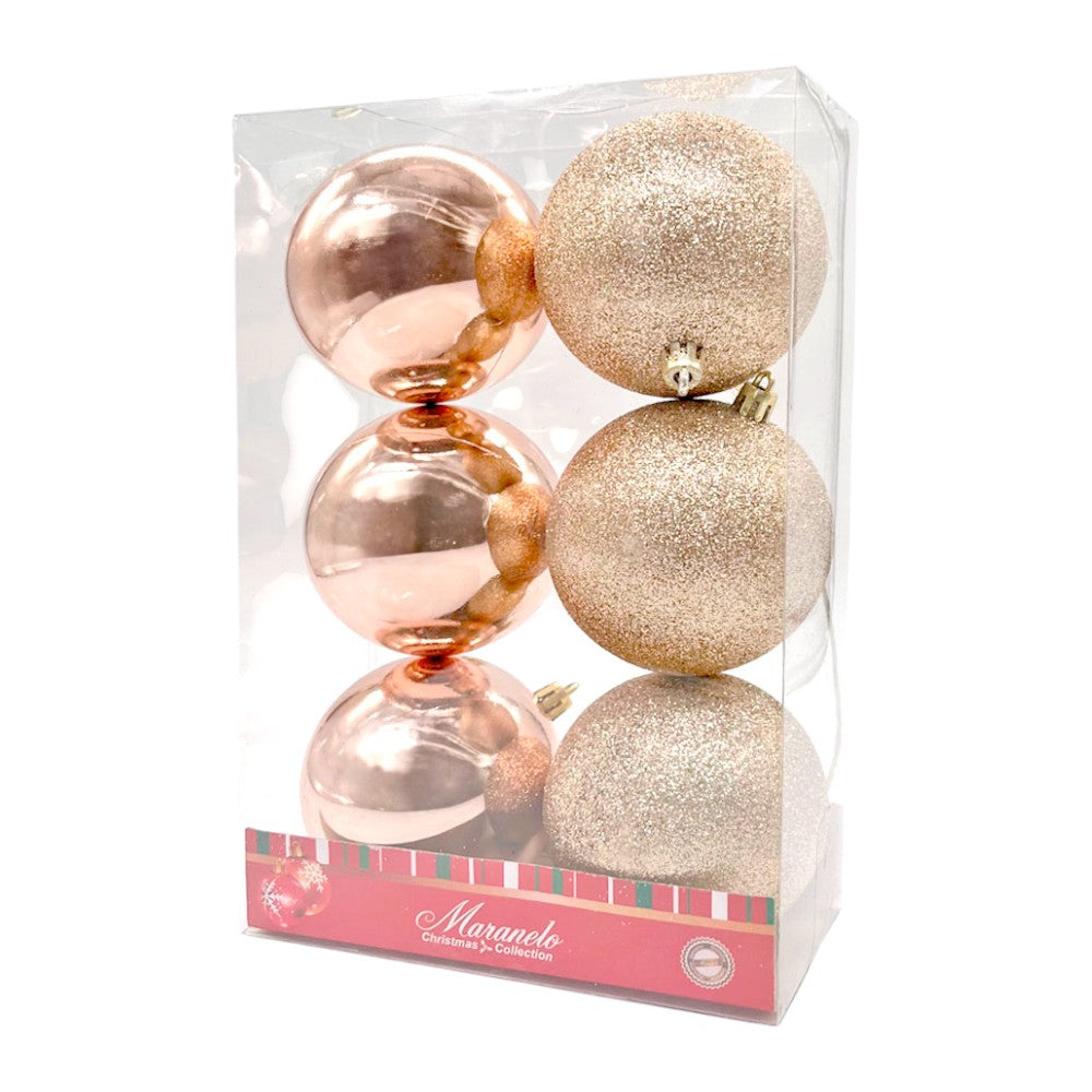 Bolas Navideñas Maranelo Christmas 6 Piezas / 8Cm / Rose-Gold
