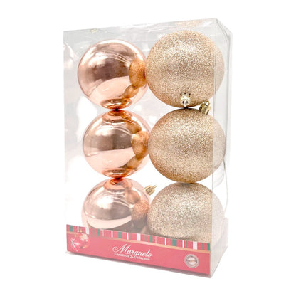 Bolas Navideñas Maranelo Christmas 6 Piezas / 8Cm / Rose-Gold