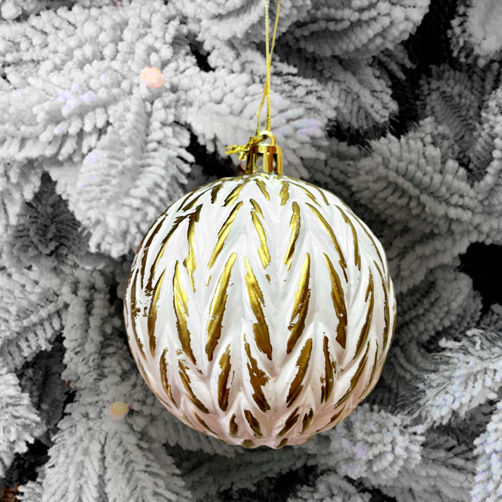 Bola Navideña Christmas Elegance de 8Cm / Blanco-Dorado