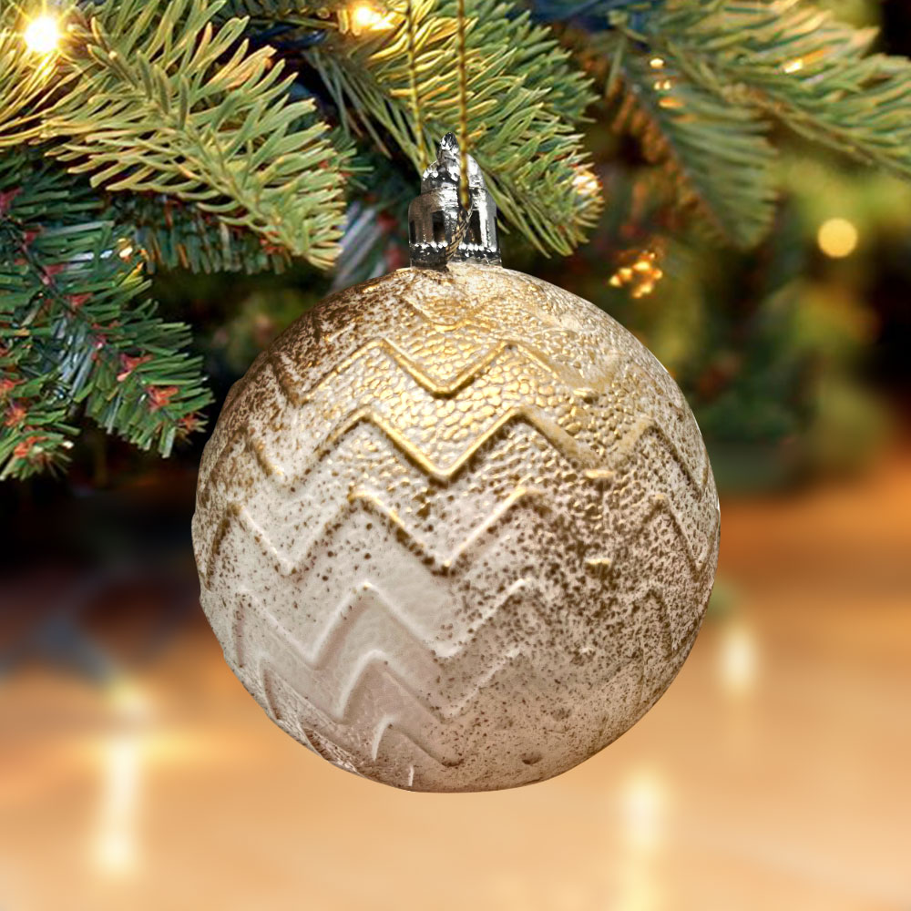 Bolas Navideñas Christmas Elegance 6Cm / 3 Piezas / Dorado-Blanco