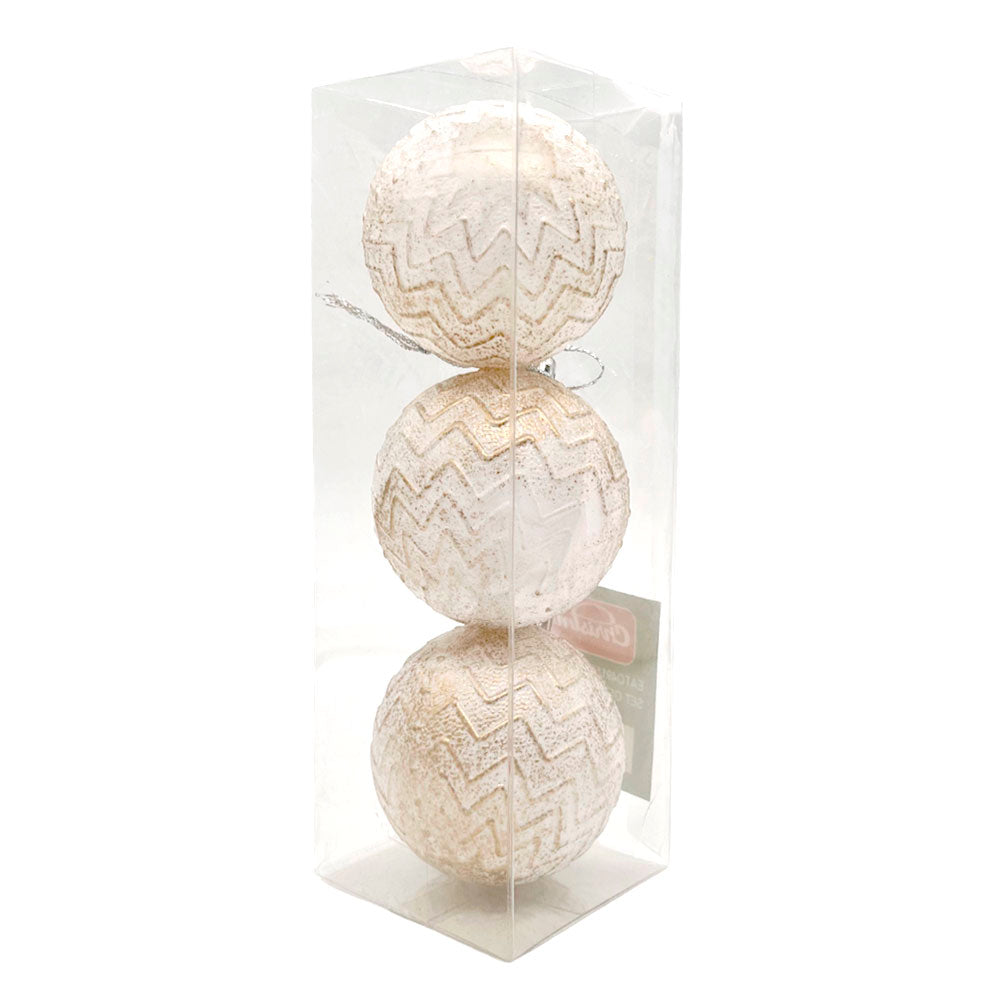 Bolas Navideñas Christmas Elegance 6Cm / 3 Piezas / Dorado-Blanco