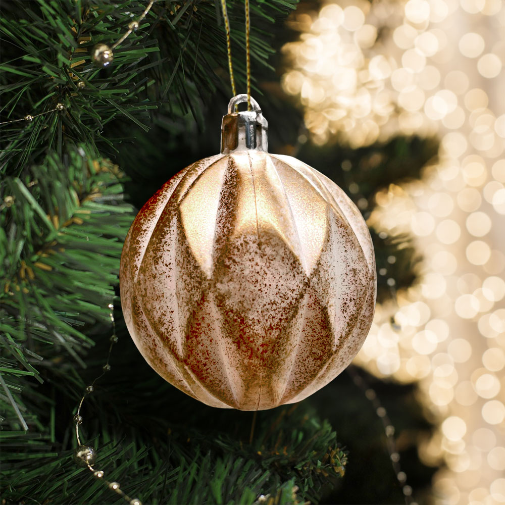 Bolas Navideñas Christmas Elegance de 6Cm / 3 Piezas / Dorado-Blanco