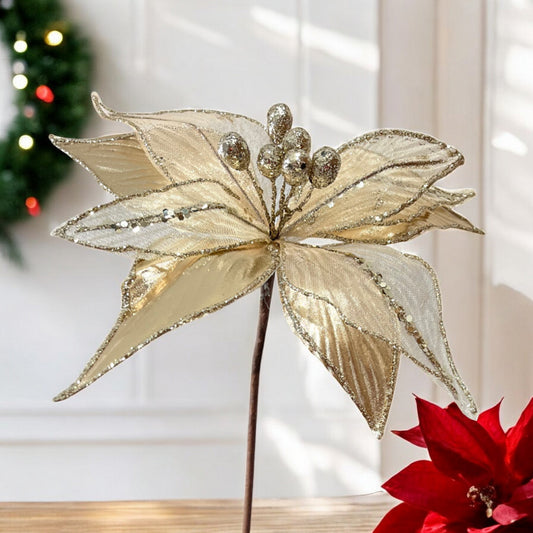 Flor Navideña Poinsettia 50 Cm Rose