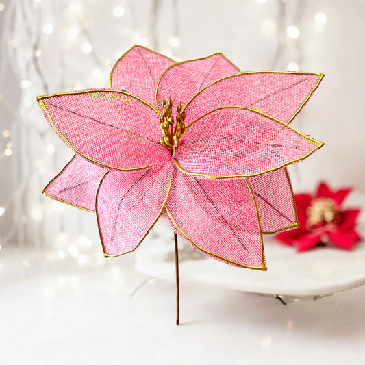 Flor Navideña Poinsettia 28 Cm Rosa