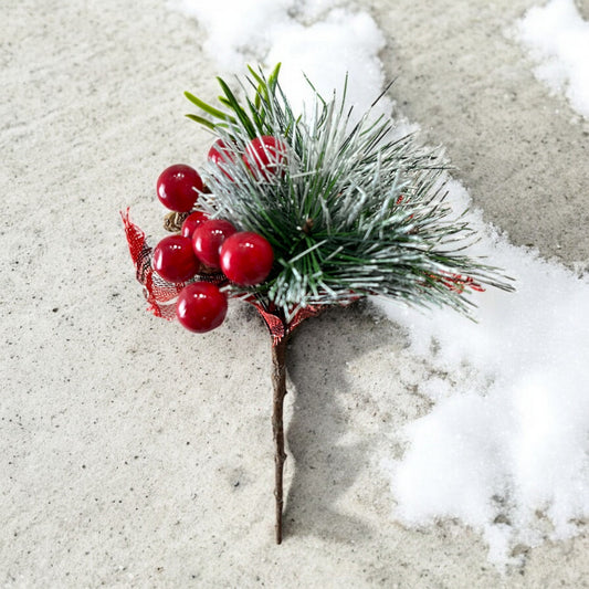 Christmas Pick Flower 22 cm Red