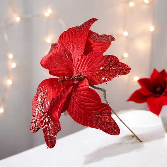 Flor Navideña Poinsettia 30 Cm Red