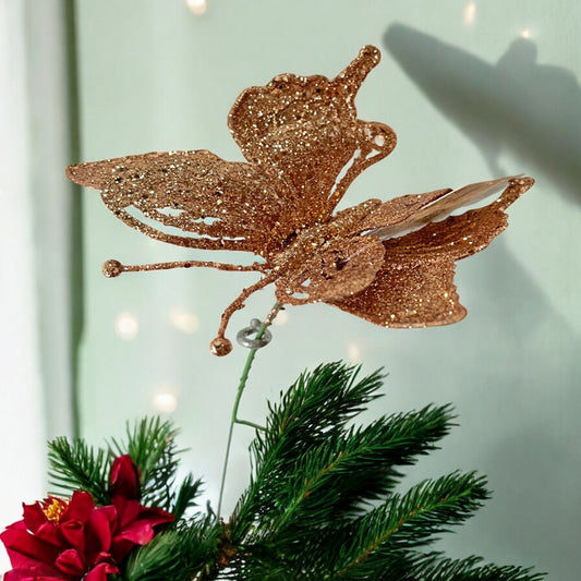 Pick Navideño Mariposa 14 Cm Rose Gold