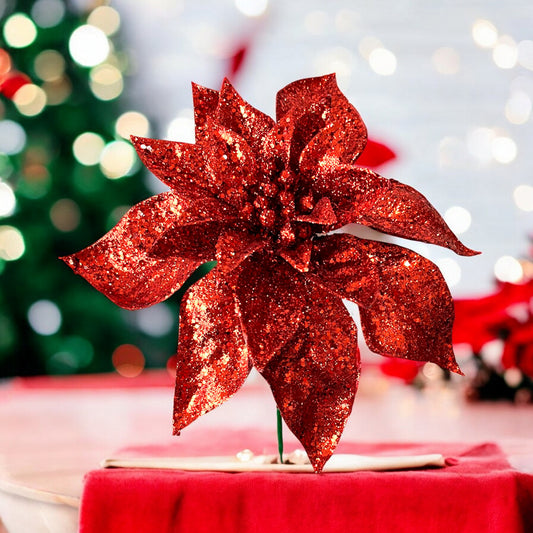 Pick Navideño Flor 20 Cm Rojo