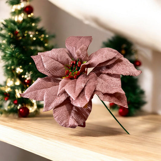 Flor Navideña Poinsettia 25 Cm Rose