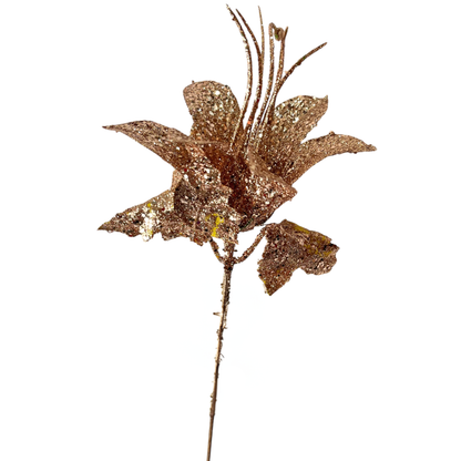 Pick Navideño Flor 20 Cm Rose Gold