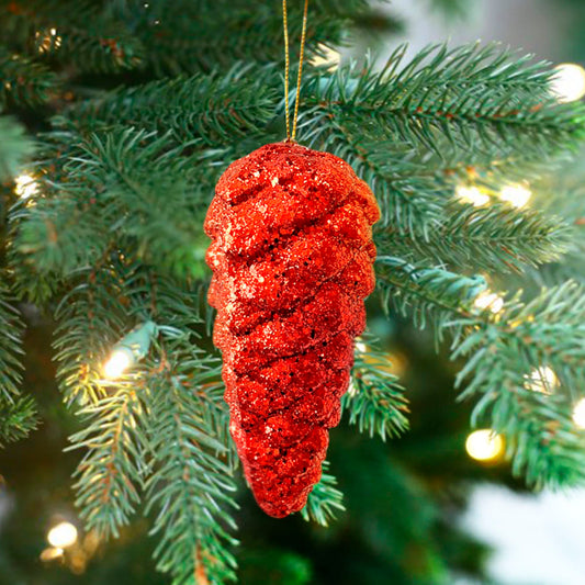 Ornamento Navidad Piña 13 Cm Rojo
