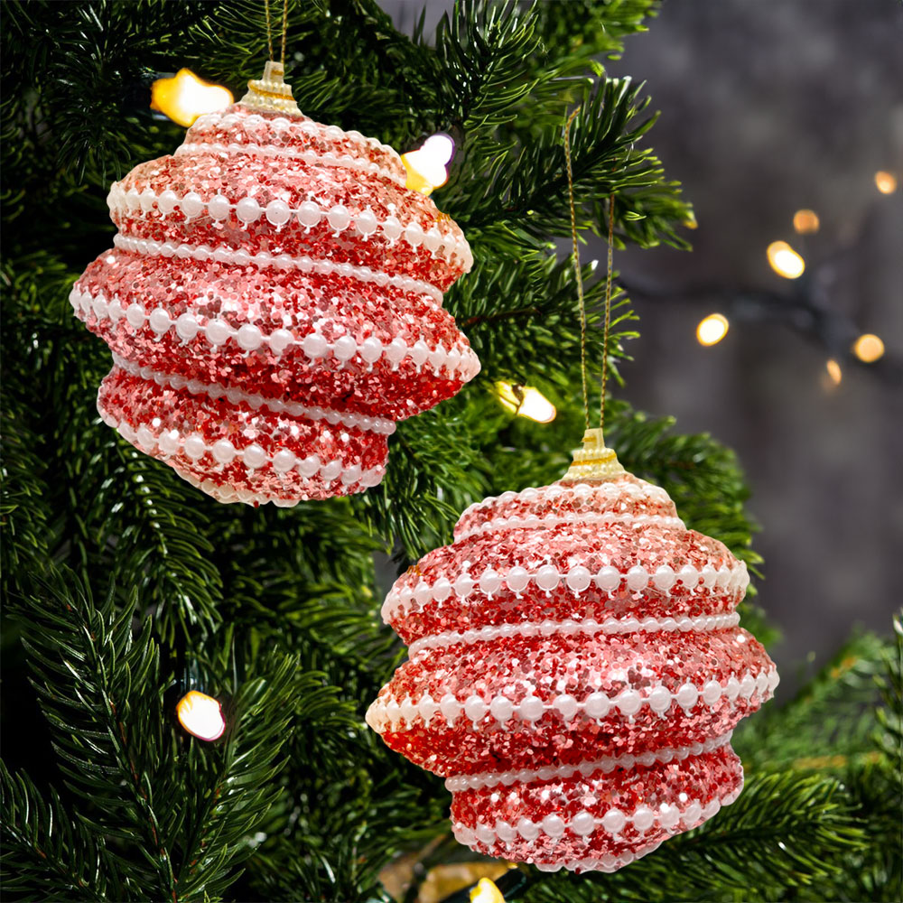 Bolas Navideñas Decoradas Maranelo Christmas de 8Cm / 3 Piezas / Rose Gold