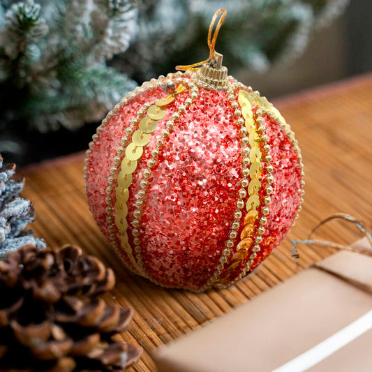 Bolas Navideñas Maranelo Christmas de 8Cm / Decoradas / 3 Piezas / Rose Gold