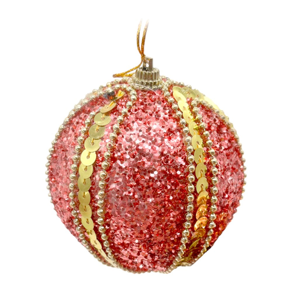 Bolas Navideñas Maranelo Christmas de 8Cm / Decoradas / 3 Piezas / Rose Gold