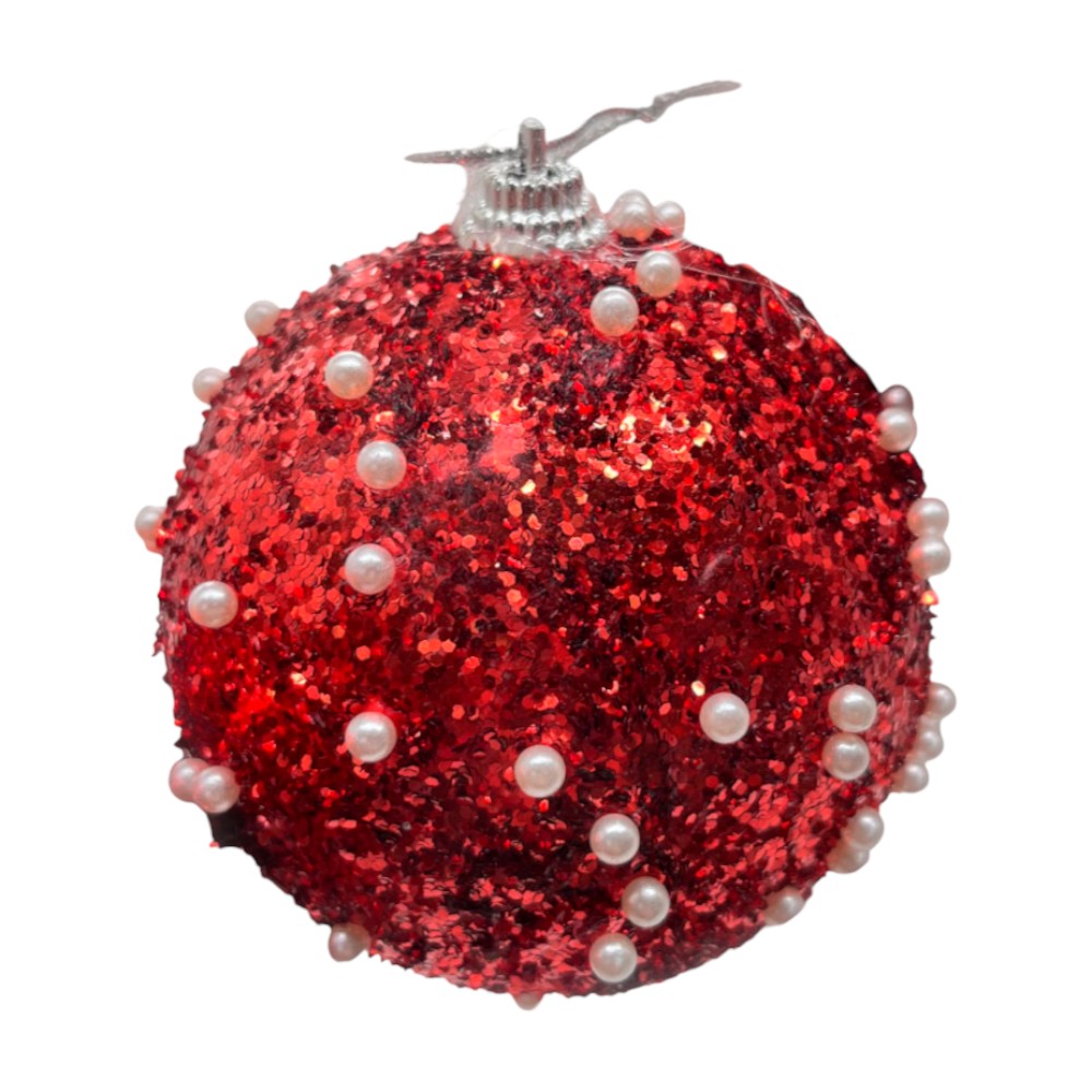 Bolas Navideñas Maranelo Christmas de 8Cm / Decoradas / 3 Piezas / Rojo