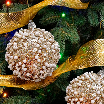 Bolas Navideñas Maranelo Christmas de 8Cm / Decoradas / 3 Piezas / Dorado