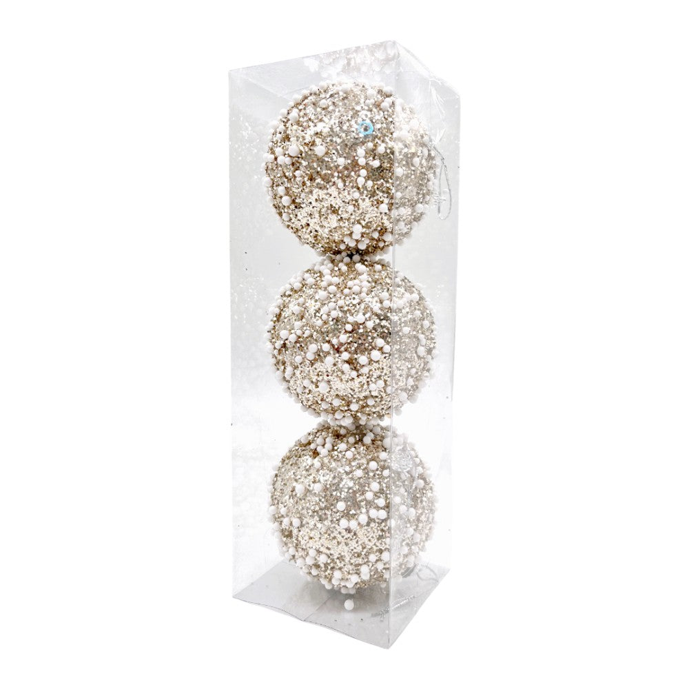 Bolas Navideñas Maranelo Christmas de 8Cm / Decoradas / 3 Piezas / Dorado