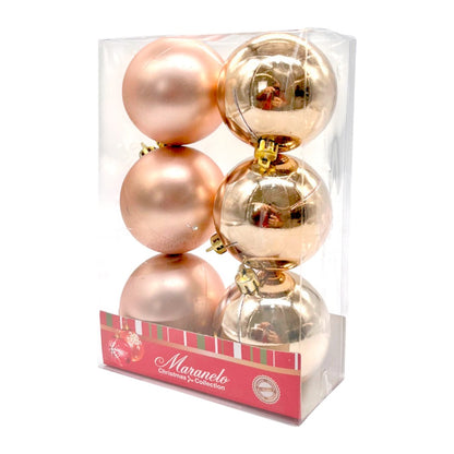 Bolas Lisas Navideñas Maranelo Christmas 6 Piezas / 6Cm / Dorado Champagne