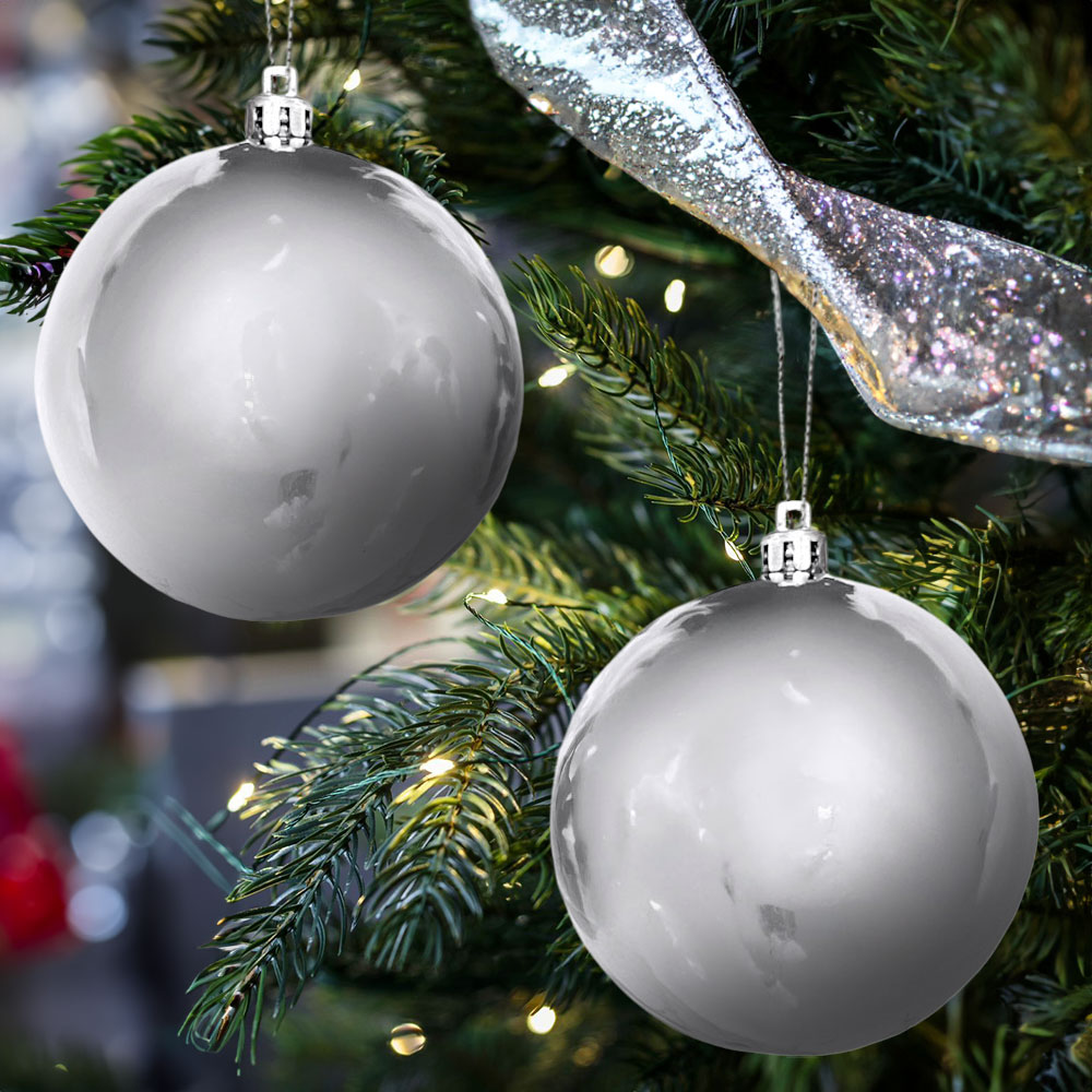 Bolas Navideñas Maranelo Christmas de 8Cm / 6 Piezas / Plateado Perlado