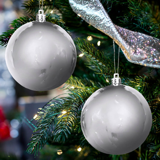 Bolas Navideñas Maranelo Christmas de 8Cm / 6 Piezas / Plateado Perlado
