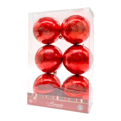 Bolas Navideñas Maranelo Christmas de 8Cm / 6 Piezas / Rojo Perlado