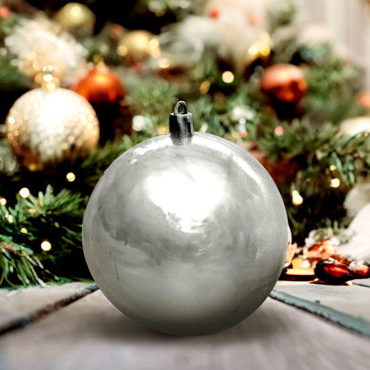 Bolas Navideñas Maranelo Christmas 4 Piezas / 10Cm / Plateado Perlado