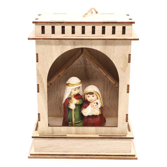 Adorno de Navidad Sagrada Familia Miró Christmas Con Casita 17 cm