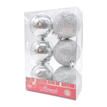 Bolas Navideñas Maranelo Christmas 6Cm / 6 Piezas / Plateadas