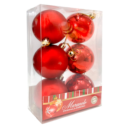 Bola Navideña 6 pza / Lisa / Roja / 6 cm / Maranelo Christmas