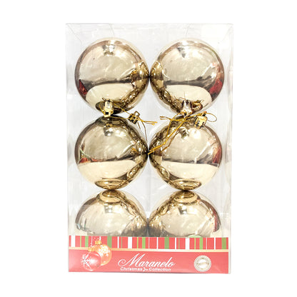 Bola Navideña Lisa 8 cm / Set 6 piezas / Brillante Gold / Maranelo Christmas