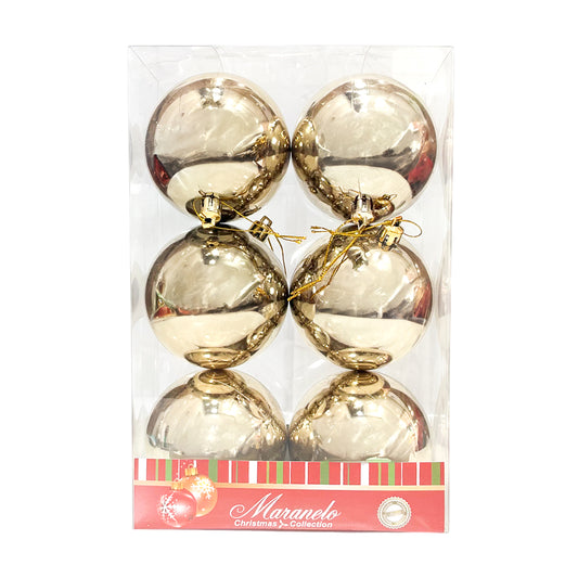Bola Navideña Lisa 8 cm / Set 6 piezas / Brillante Gold / Maranelo Christmas