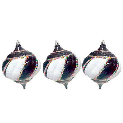 Bola Navideña 4 pza / Decorativa Negro y Blanco / 10 cm / Maranelo Christmas