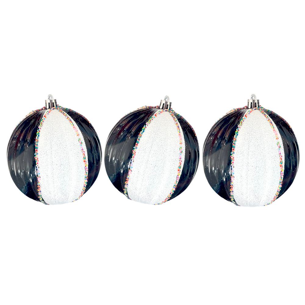 Bola Navideña 6 pza / Decorativa Negro y Blanco / 8 cm / Maranelo Christmas
