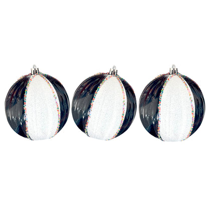 Bola Navideña 6 pza / Decorativa Negro y Blanco / 8 cm / Maranelo Christmas