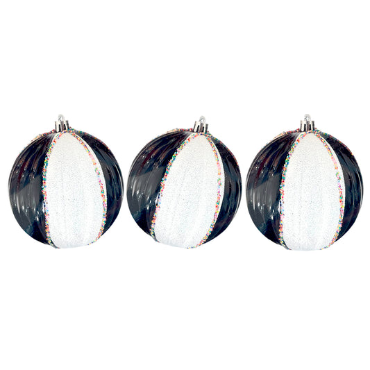 Bola Navideña 6 pza / Decorativa Negro y Blanco / 8 cm / Maranelo Christmas
