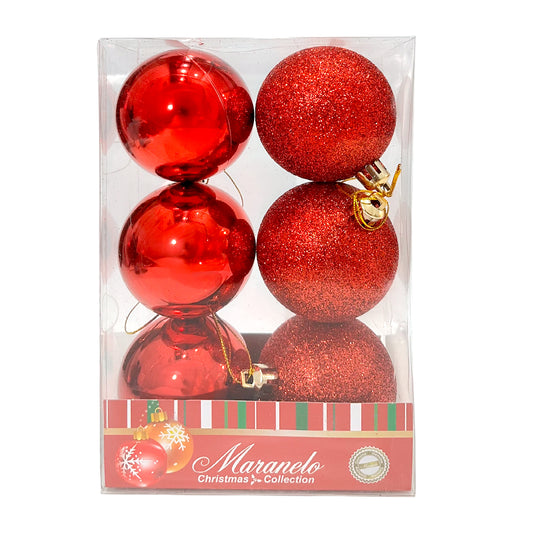 Bola Navideña 6 pza / Decorativa / Roja / 6 cm / Maranelo Christmas