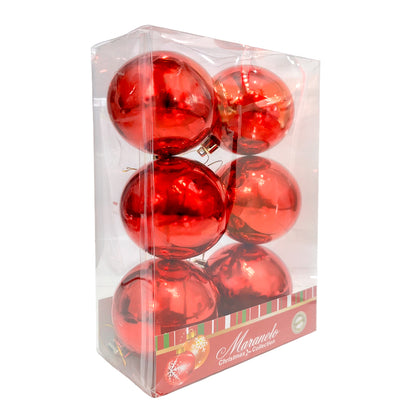 Bola Navideña 6 pza / Lisa Brillantes / Rojas / 7 cm / Maranelo Christmas