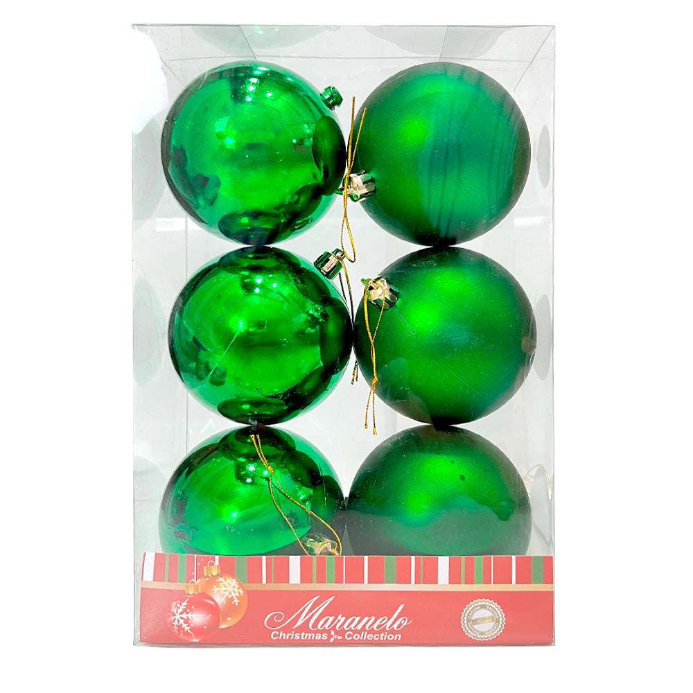 Bola Navideña 6 pza / Lisas / Verde / 8 cm / Maranelo Christmas