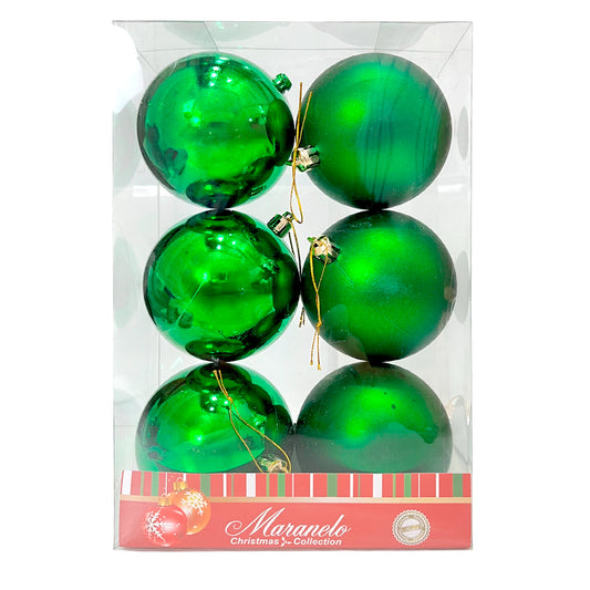 Bola Navideña 6 pza / Lisas / Verde / 8 cm / Maranelo Christmas