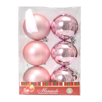 Bola Navideña 6 pza / Lisas / Rosa / 8 cm / Maranelo Christmas