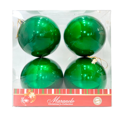 Bola Navideña 4 pza / Lisa Perladas Verde / 10 cm / Maranelo Christmas