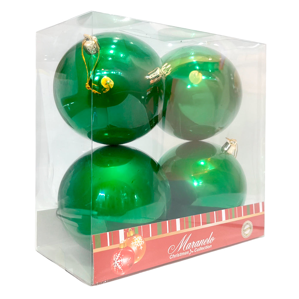 Bola Navideña 4 pza / Lisa Perladas Verde / 10 cm / Maranelo Christmas