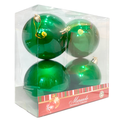 Bola Navideña 4 pza / Lisa Perladas Verde / 10 cm / Maranelo Christmas