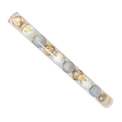 Bola Navideña 10 pza Decoradas / Blanco y Dorado / 7 cm / Maranelo Christmas