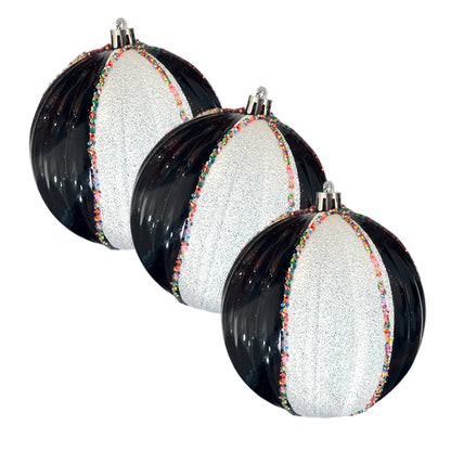 Bola Navideña 6 pza / Decorativa Negro y Blanco / 10 cm / Maranelo Christmas