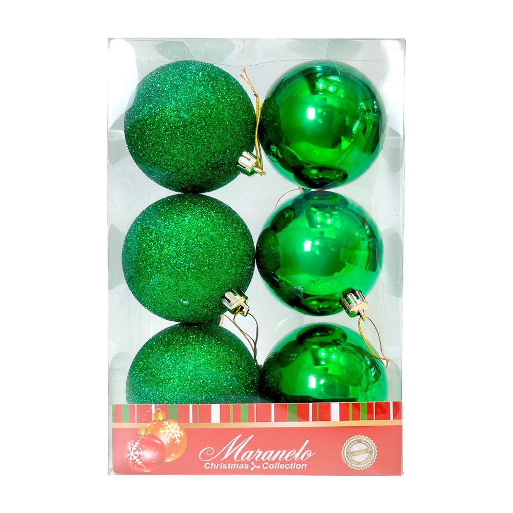 Bola Navideña 6 pza / Decorativa / Verde / 7 cm / Maranelo Christmas