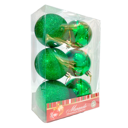 Bola Navideña 6 pza / Decorativa / Verde / 7 cm / Maranelo Christmas