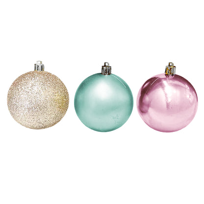 Bola Navideña 6 pza Decoradas / Champaña y Rosa / 8 cm / Maranelo Christmas